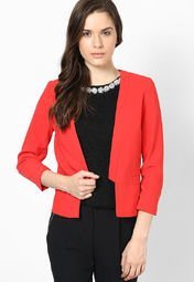 Dorothy Perkins Red Crepe Tux Jacket Women