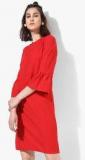 Dorothy Perkins Red Flute Sleev Shift Dress Women