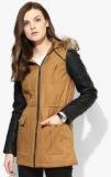 Dorothy Perkins Tan Solid Faux Leather Parka Women