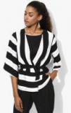 Dorothy Perkins White & Black Striped Open Front Shrug Women