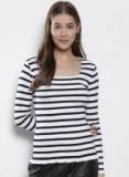 Dorothy Perkins White & Navy Blue Striped Pullover Women