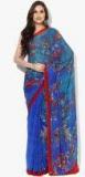 Drape Stories Blue Printed Saree Women