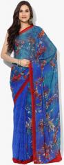 Drape Stories Blue Printed Saree women