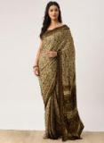 Drape Stories Brown Silk Blend Printed Saree Women