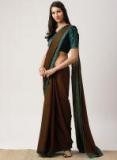 Drape Stories Brown Solid Poly Georgette Saree Women