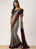 Drape Stories Grey & Maroon Silk Blend Printed Saree Women