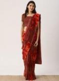 Drape Stories Maroon Poly Georgette Printed Saree Women