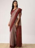 Drape Stories Maroon Printed Silk Blend Saree Women