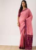 Drape Stories Peach Coloured Solid Pure Silk Saree