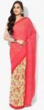 Drape Stories Pink & Yellow Printed Saree women