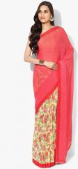 Drape Stories Pink & Yellow Printed Saree women