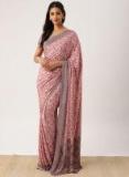 Drape Stories Pink Printed Poly Georgette Saree Women