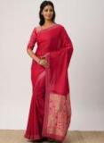 Drape Stories Pink Solid Pure Silk Saree Women