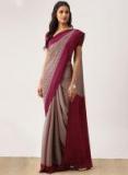 Drape Stories Purple Silk Blend Printed Saree Women