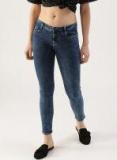 Dressberry Blue Skinny Fit Mid Rise Clean Look Stretchable Jeans Women