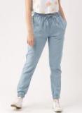 Dressberry Blue Solid Joggers Women