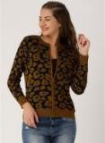 Dressberry Brown Printed Cardign Women