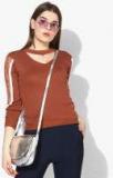 Dressberry Brown Solid Pullover Sweater Women