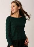 Dressberry Green Self Pattern Sweater Women