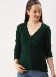 Dressberry Green Solid Cardigan Women