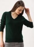 Dressberry Green Solid Pullover Women