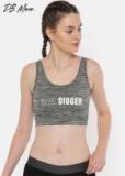 Dressberry Grey Printed Non Wired Lightly Padded Sports Bra women