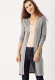 DressBerry Grey Solid Open Front Longline Shrug