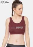 Dressberry Maroon Printed Non Wired Lightly Padded Sports Bra Women