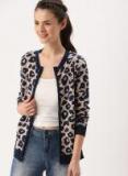 Dressberry Navy Blue & Nude Coloured Animal Print Cardigan Women