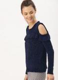 Dressberry Navy Blue Cold Shoulder Pullover Women