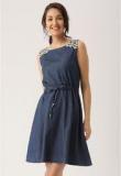 Dressberry Navy Blue Coloured Solid Shift Dress women