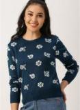 Dressberry Navy Blue Printed Sweater Women