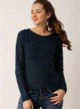 Dressberry Navy Blue Self Pattern Sweater Women