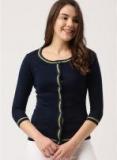 Dressberry Navy Blue Solid Cardigan Women