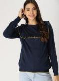 Dressberry Navy Blue Solid Pullover Women