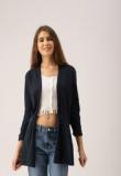 Dressberry Navy Blue Solid Shrug Women