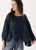 Dressberry Navy Self Design Poncho Women