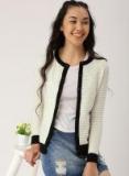 Dressberry Off White Self Design Cardigan Women