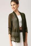 Dressberry Olive Solid Shrug Women