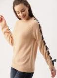 Dressberry Peach Coloured Solid Pullover Women