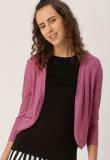 Dressberry Pink Solid Open Front Shrug Women