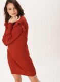 Dressberry Red Ribbed Longline Pullover Women