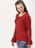 Dressberry Rust Orange Solid Pullover Women