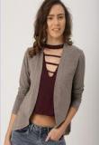 Dressberry Taupe Solid Open Front Shrug Women