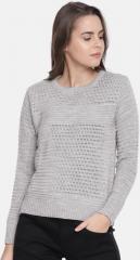 Duke Women Grey Self Design Pullover