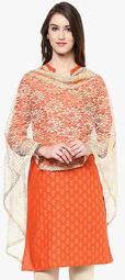 Dupatta Bazaar Cream Embroidered Dupatta Women