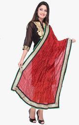 Dupatta Bazaar Maroon Embroidered Dupatta Women