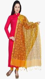 Dupatta Bazaar Mustard Yellow Printed Dupatta women