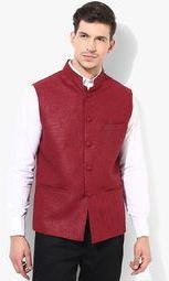 Earthy Hues Maroon Nehru Jacket Men