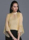 Eavan Yellow Semi Sheer Printed Top Women